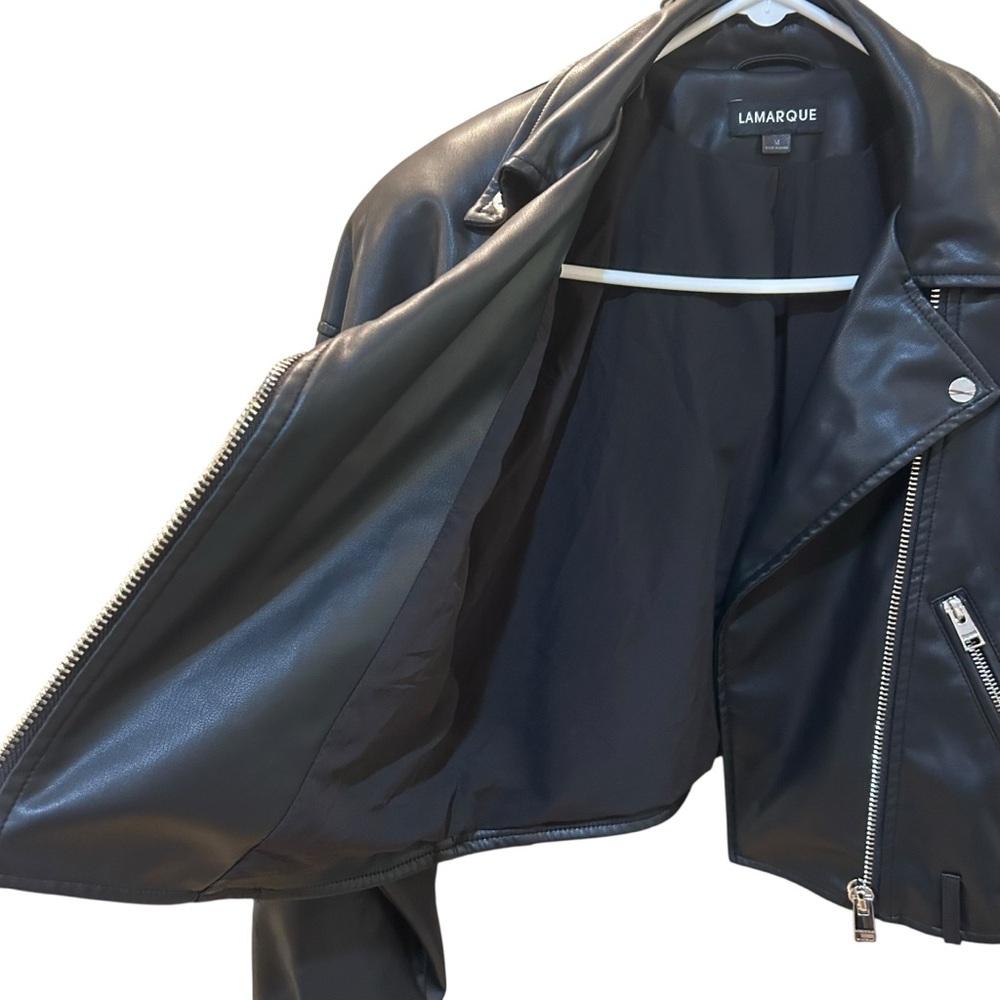 Lamarque Dani Moto Jacket Sz M Faux Leather Soft Pocket Zip Up Jacket - Picture 5 of 12
